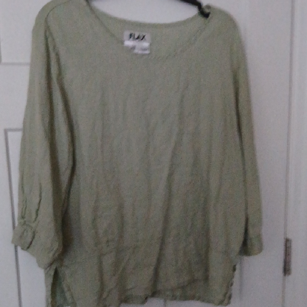 Flax Green 3/4 Sleeve Boxy Blouse
